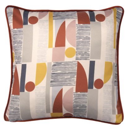 An Image of Window Check Cushion - 43x43cm - Rose