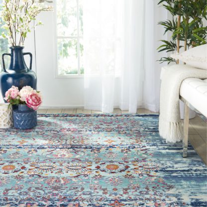 An Image of Vintage Kashan 1 Runner Blue