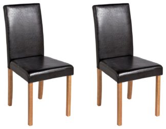 An Image of Argos Home Pair of Faux Leather Dining Chairs - Black