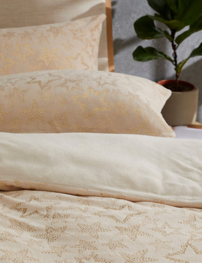 An Image of M&S Fleece Foil Star Bedding Set