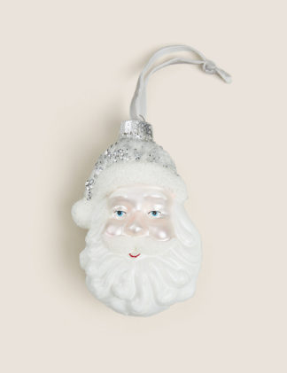 An Image of M&S Glass Hanging Santa Face Decoration