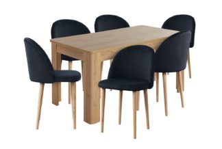 An Image of Habitat Miami Extending Dining Table & 6 Black Chairs