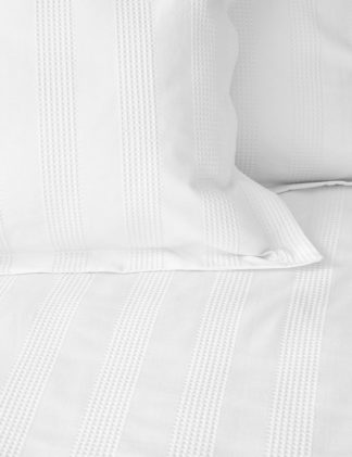An Image of M&S Unisex Pure Cotton Striped Waffle Bedding Set
