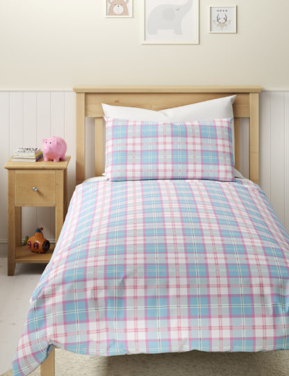 An Image of M&S Cotton Blend Checked Bedding Set