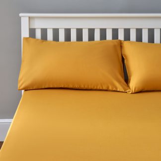An Image of The Willow Manor Easy Care Percale Double Fitted Sheet - Ochre