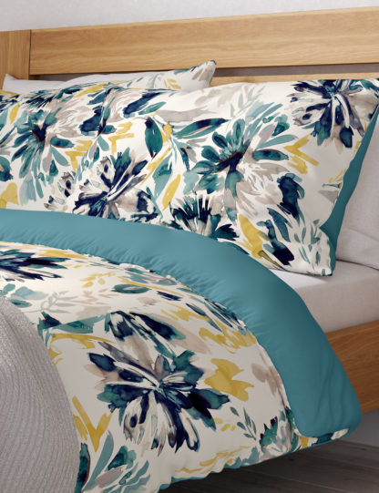 An Image of M&S Pure Cotton Watercolour Floral Bedding Set