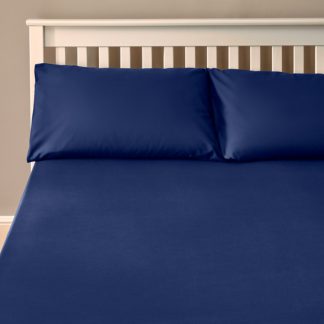 An Image of The Willow Manor Easy Care Percale Single Fitted Sheet - Navy