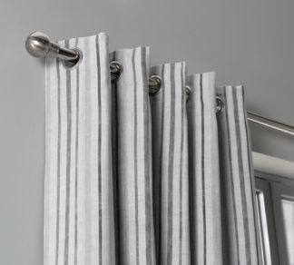 An Image of Habitat Striped Blackout Eyelet Curtains - Grey