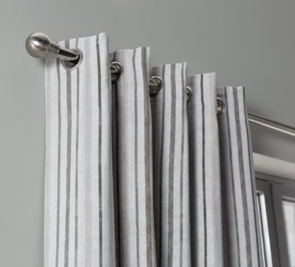 An Image of Habitat Striped Blackout Eyelet Curtains - Grey