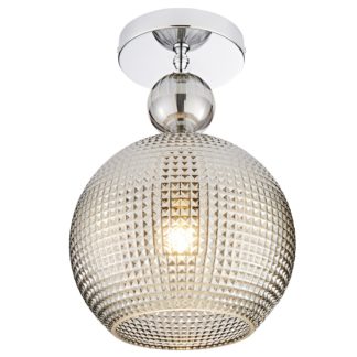 An Image of Safi Glass Flush Pendant - Chrome Smoke