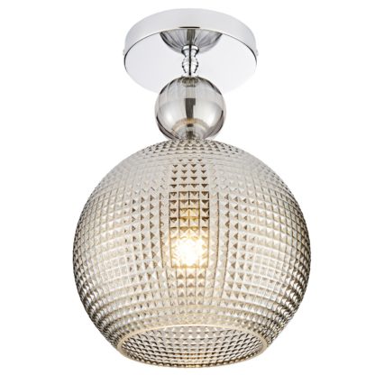 An Image of Safi Glass Flush Pendant - Chrome Smoke