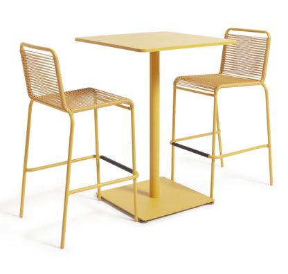 An Image of Habitat Ipanema 2 Seater Bar Bistro Set - Yellow