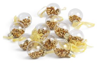 An Image of Habitat 12 Pack of Beaded Baubles - Gold