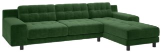 An Image of Habitat Hendricks Right Corner Velvet Chaise - Moss Green