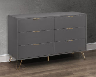 An Image of Arlo Charcoal Wooden 6 Drawer Chest