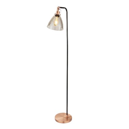 An Image of Decan Floor Lamp - Smoke & Copper