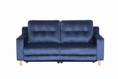 An Image of Habitat Emerson 3 Seater Velvet Recliner Sofa - Navy