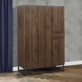 An Image of Houston Walnut Wooden 4 Door Wardrobe