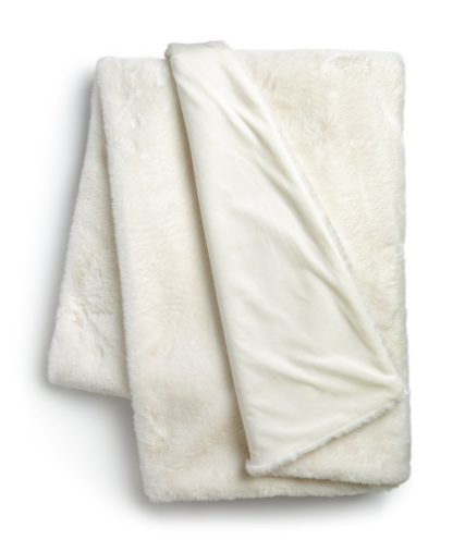 An Image of Habitat Faux Fur Plain Throw - Cream