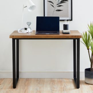 An Image of Freddie Rustic Wood Desk 100cm Dark Wood (Brown)