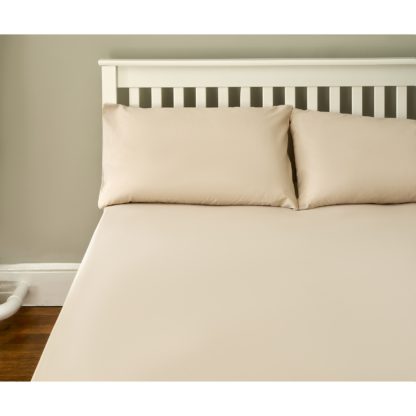 An Image of The Willow Manor Easy Care Percale Double Fitted Sheet - Linen