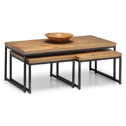 An Image of Brooklyn Oak Nesting Coffee Tables Mid Oak (Brown)