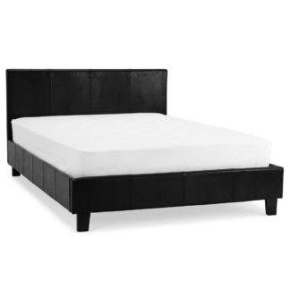 An Image of Dorset Black Faux Leather Bed Frame Black