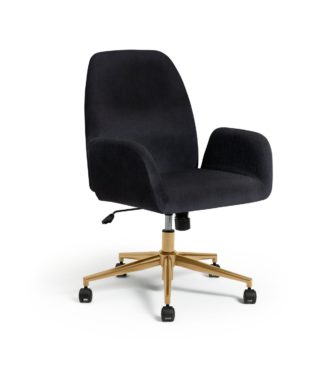 An Image of Habitat Clarice Fabric Office Chair - Black & Brass