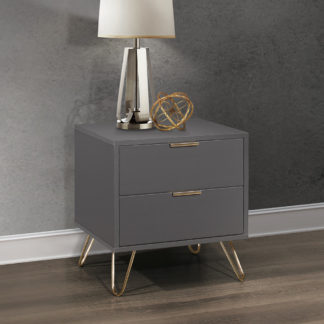 An Image of Arlo Charcoal Wooden 2 Drawer Bedside Table
