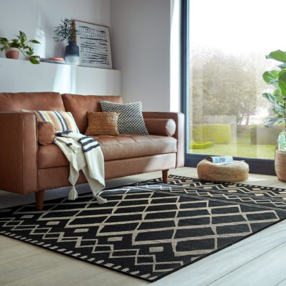 An Image of Souk Indoor Outdoor Rug Souk Black and Beige