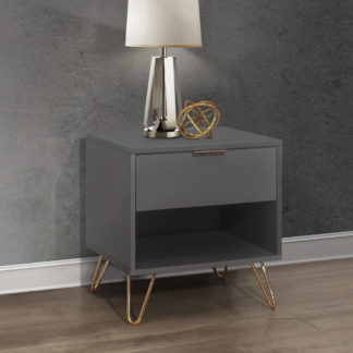An Image of Arlo Charcoal Wooden 1 Drawer Bedside Table
