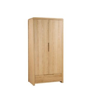 An Image of Curve Oak 2 Door Combination Wardrobe