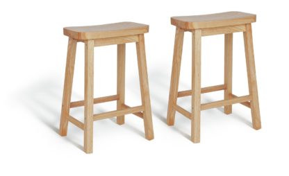 An Image of Habitat Pair of Saddle Bar Stools - Natural