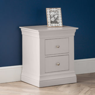 An Image of Clermont Light Grey Wooden 2 Drawer Bedside Table