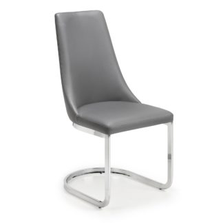 An Image of Como Set of 2 Dining Chairs Grey PU Leather Grey