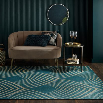 An Image of Geo Metallic Rug Peacock