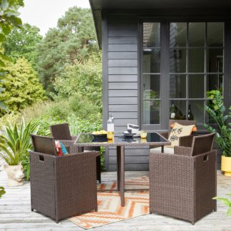 An Image of St Lucia 4 Seater Brown Cube Dining Set Brown