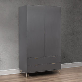 An Image of Arlo Charcoal Wooden Combination Wardrobe