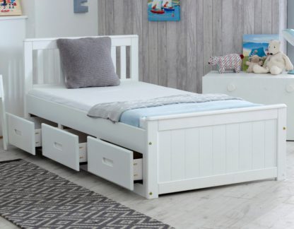 An Image of Mission White Wooden Storage Bed Frame - 4ft Small Double