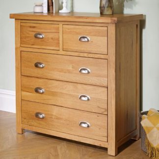 An Image of Woburn Oak Wooden 3+2 Drawer Chest
