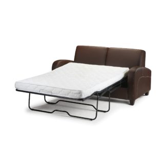 An Image of Vivo Brown Faux Leather Sofa Bed