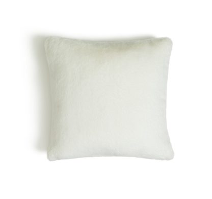 An Image of Habitat Plain Faux Fur Cushion - Cream - 43x43cm