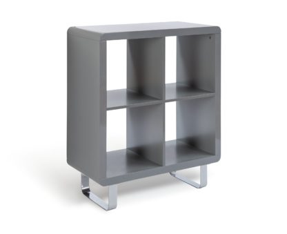 An Image of Habitat Sleigh Gloss 4 Square Storage Unit - Grey