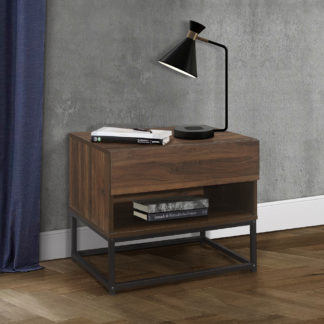 An Image of Houston Walnut Wooden 1 Drawer Bedside Table