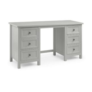 An Image of Maine Dove Grey Wooden Double Pedestal Dressing Table