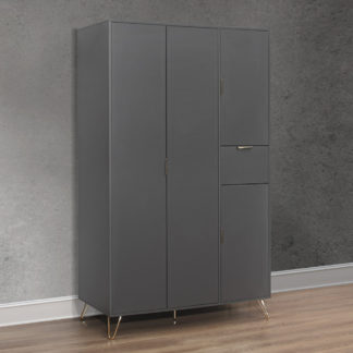 An Image of Arlo Charcoal Wooden 4 Door Wardrobe