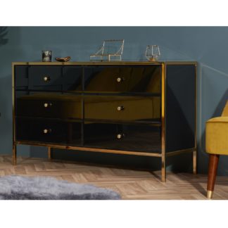 An Image of Fenwick Black and Gold 6 Drawer Chest