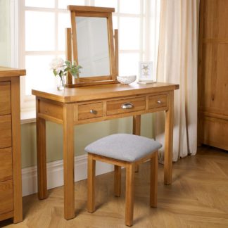 An Image of Woburn Oak Wooden 3 Drawer Dressing Table