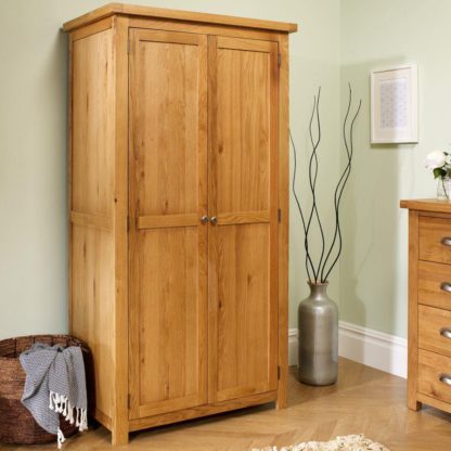 An Image of Woburn Oak Wooden 2 Door Wardrobe