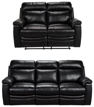 An Image of Argos Home Paolo 2 & 3 Seater Manual Recliner Sofas - Black